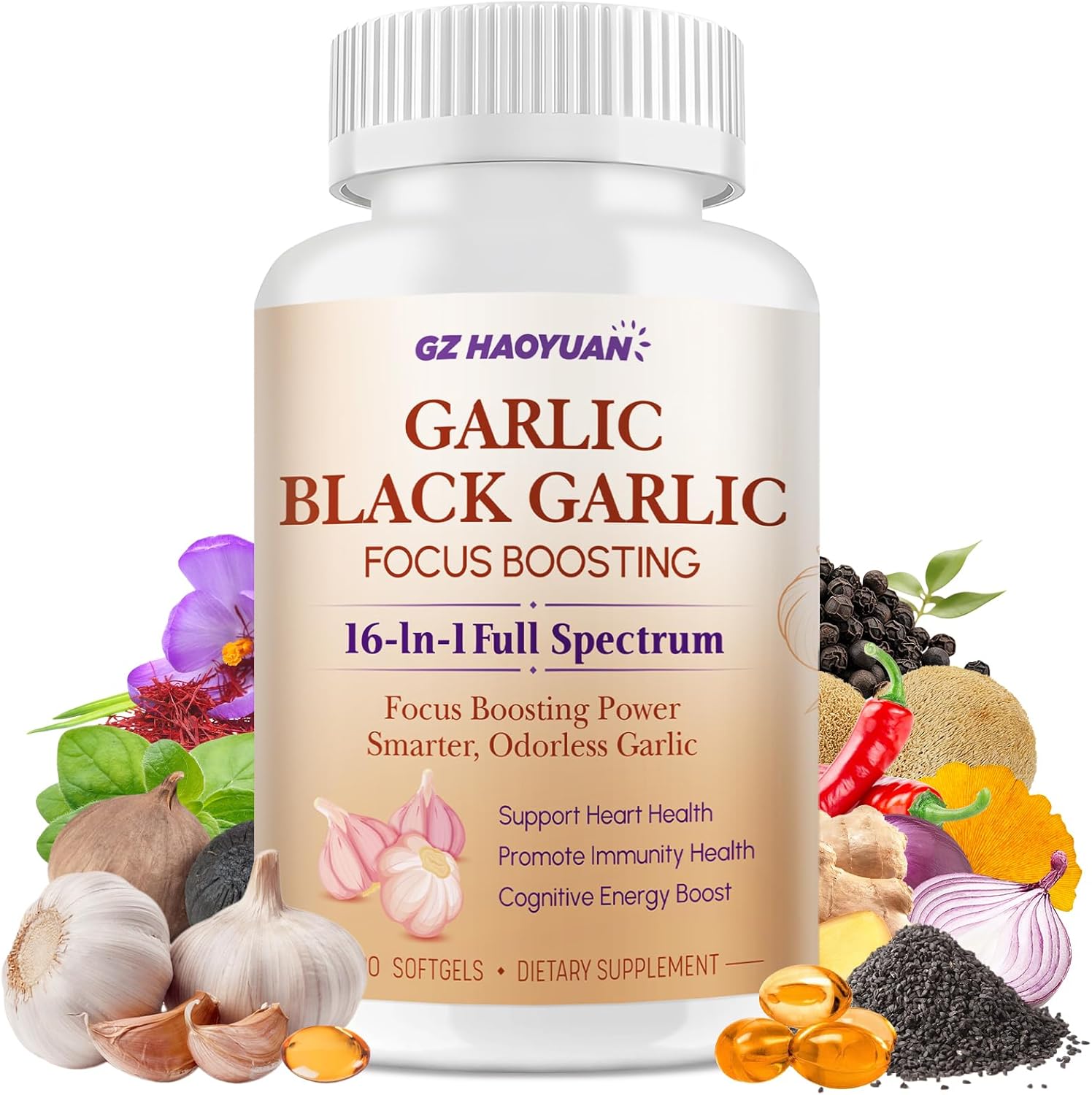 16-in-1 Garlic & Black Garlic Complex  - Ancient Wisdom, Zero Odor