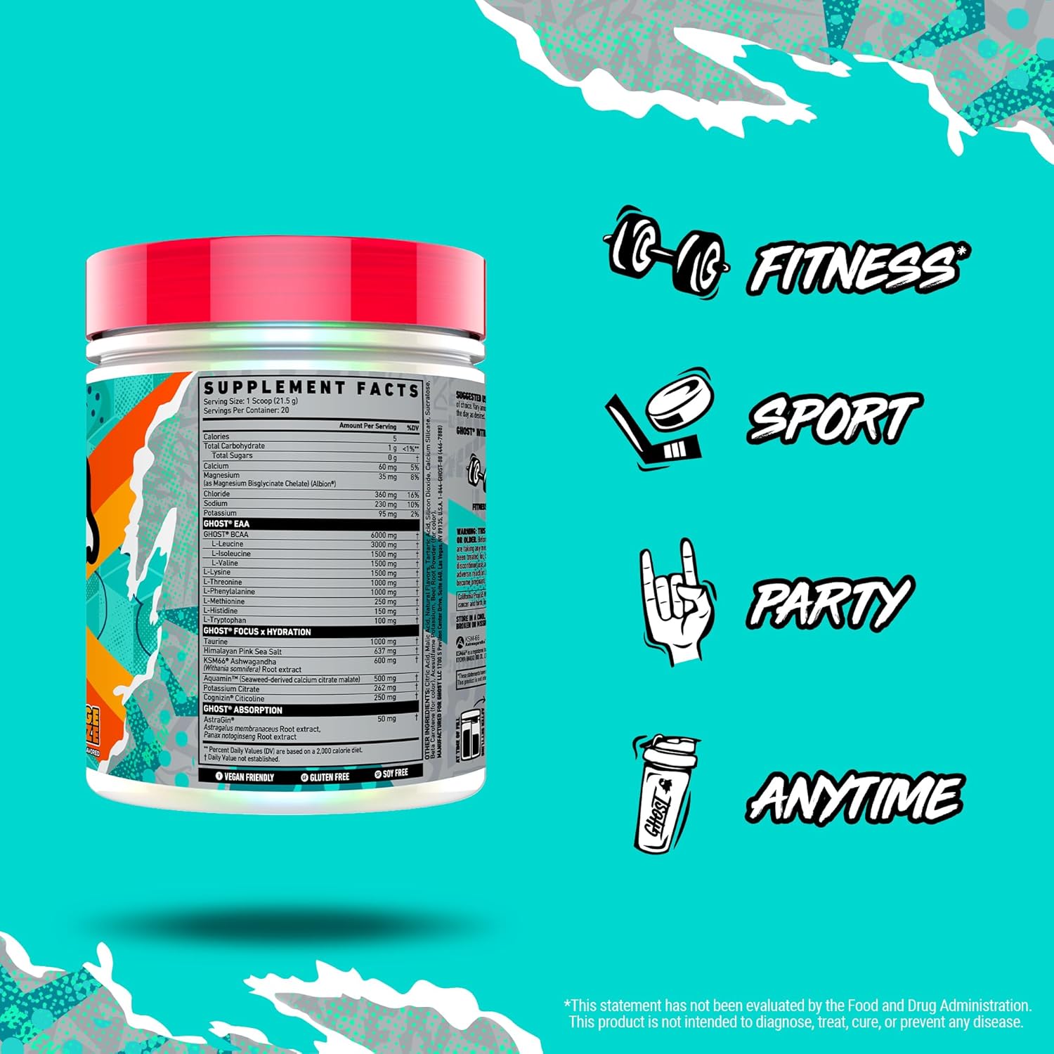 GHOST® Amino | Orange Squeeze • BCAA + EAA • Nootropics • Hydration